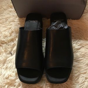 vagabond bonnie black leather platform slides